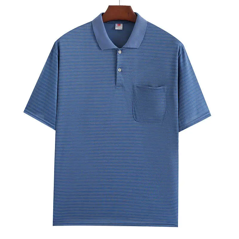 Navy Blue Middle-aged Men Polo T-Shirt Short Sleeve - Image 6
