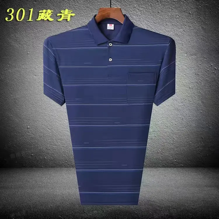 Navy Blue Middle-aged Men Polo T-Shirt Short Sleeve - Image 7