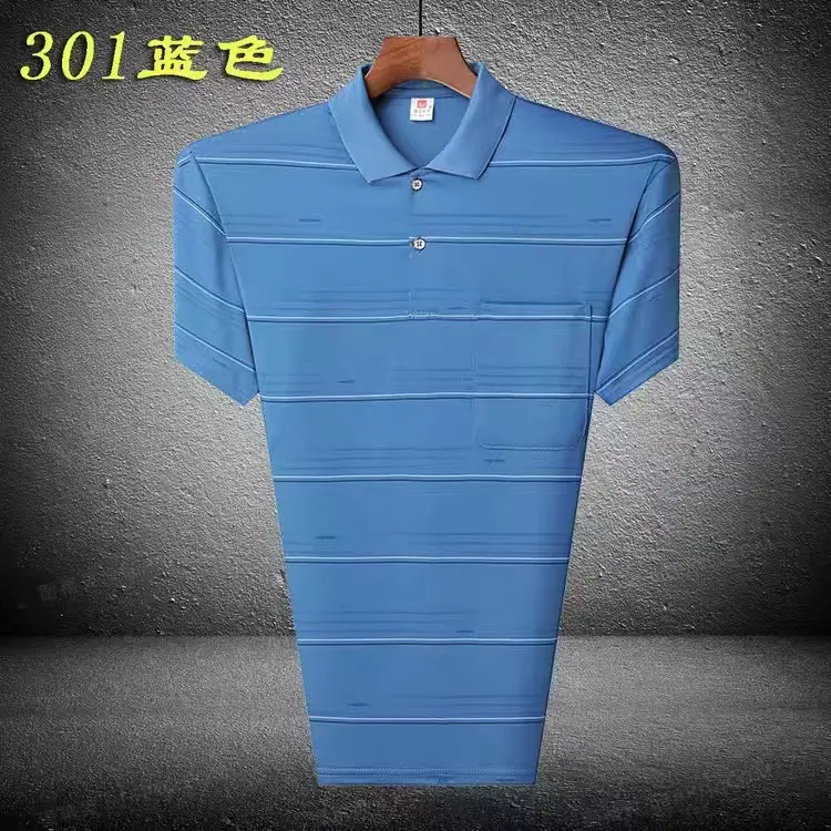 Navy Blue Middle-aged Men Polo T-Shirt Short Sleeve - Image 8