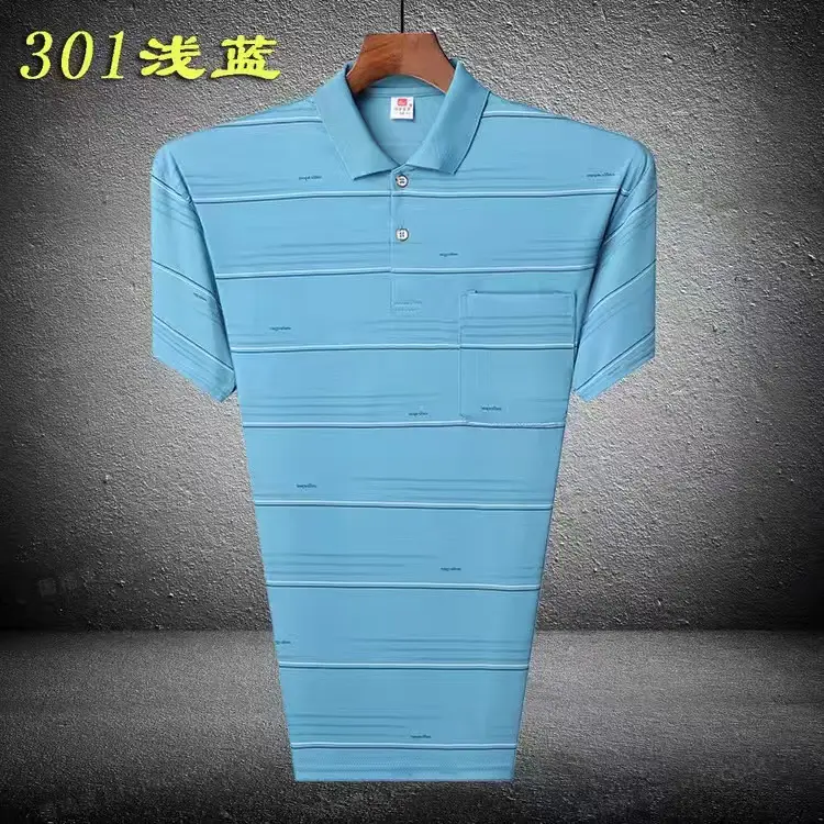 Navy Blue Middle-aged Men Polo T-Shirt Short Sleeve - Image 9