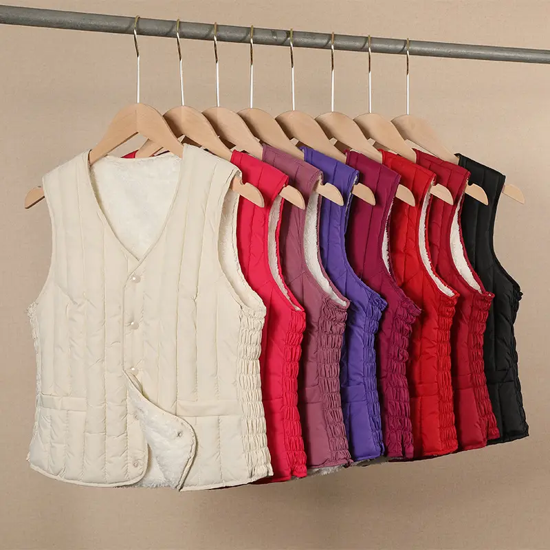 Autumn Winter Velvet Vest for Women Plus Size Warm Waistcoat Vest - Image 9