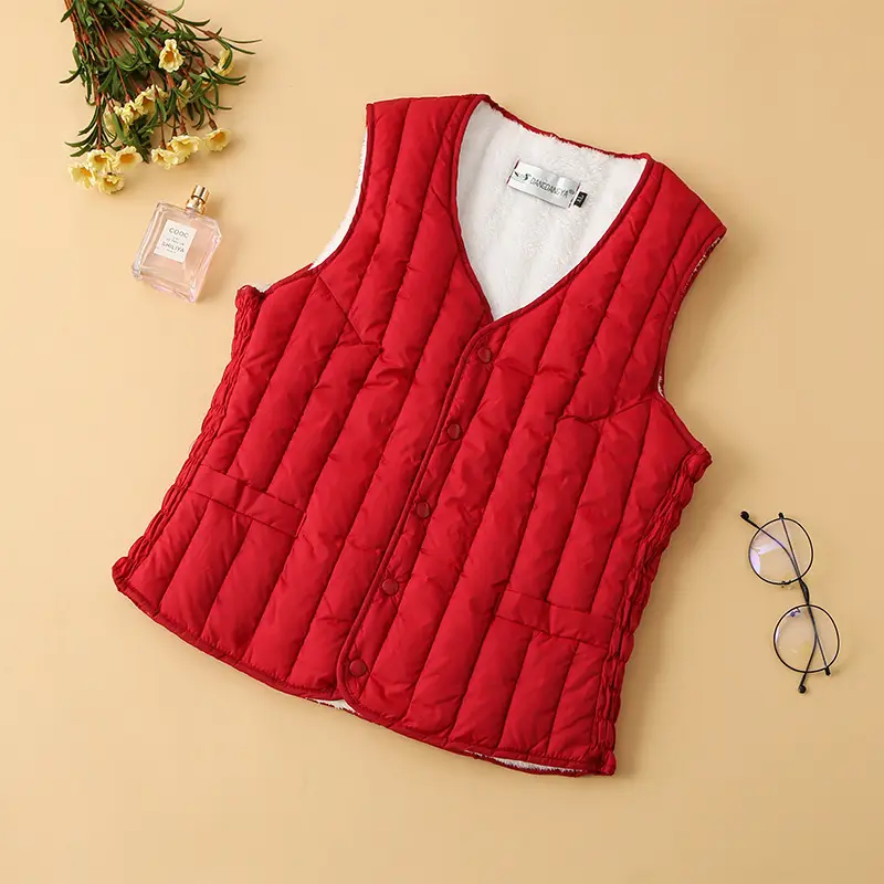 Autumn Winter Velvet Vest for Women Plus Size Warm Waistcoat Vest - Image 5