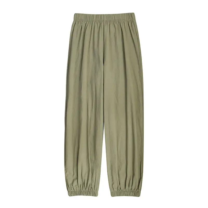 Women's Blue Cotton Linen Cropped Pants 2020 - Image 4