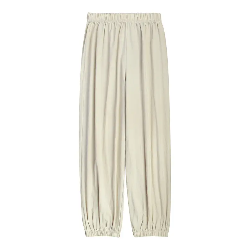 Women's Blue Cotton Linen Cropped Pants 2020 - Image 6
