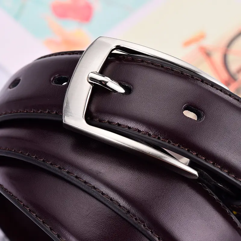 Men's Leather Belt Black Brown Silver Buckle Wholesale Fashion