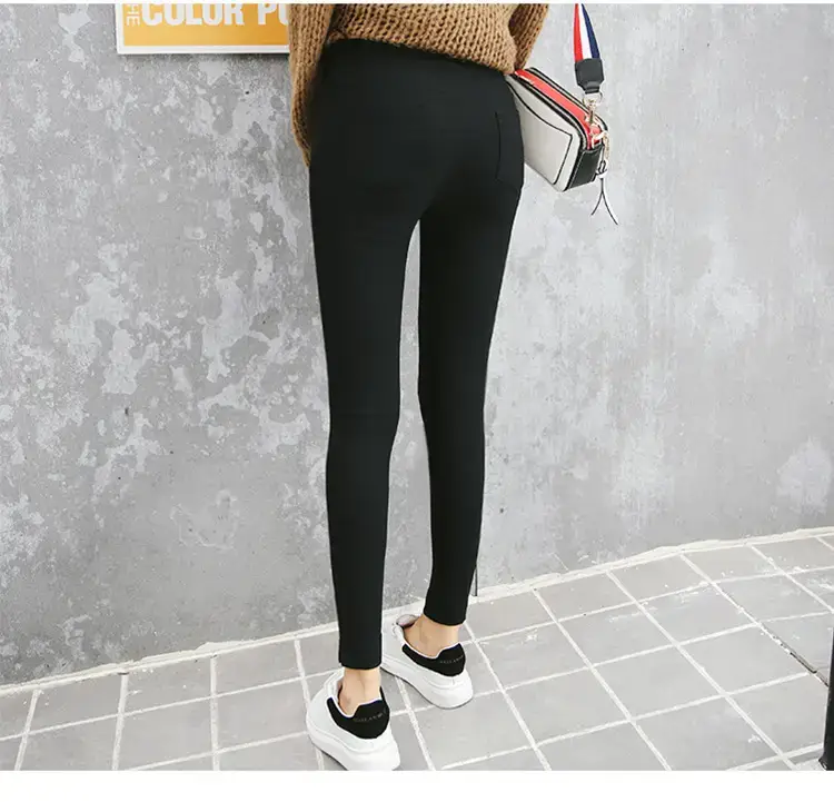Women White Slim Pencil Leggings High Waist 2020 — feature 10