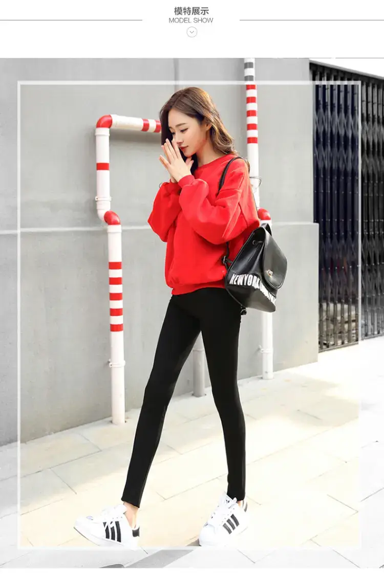 Women White Slim Pencil Leggings High Waist 2020 — feature 6
