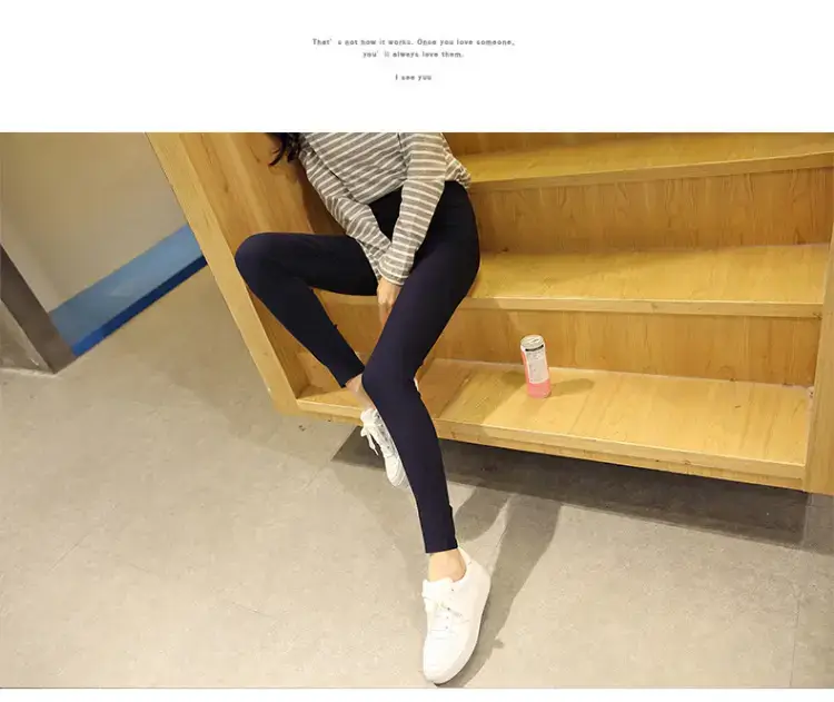 Women White Slim Pencil Leggings High Waist 2020 — feature 9