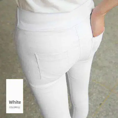 Women White Slim Pencil Leggings High Waist 2020 - Image 3