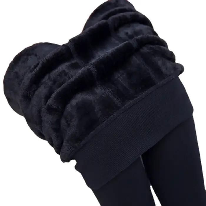 Black Velvet Foot High Waiset Leggings for Women - Image 9