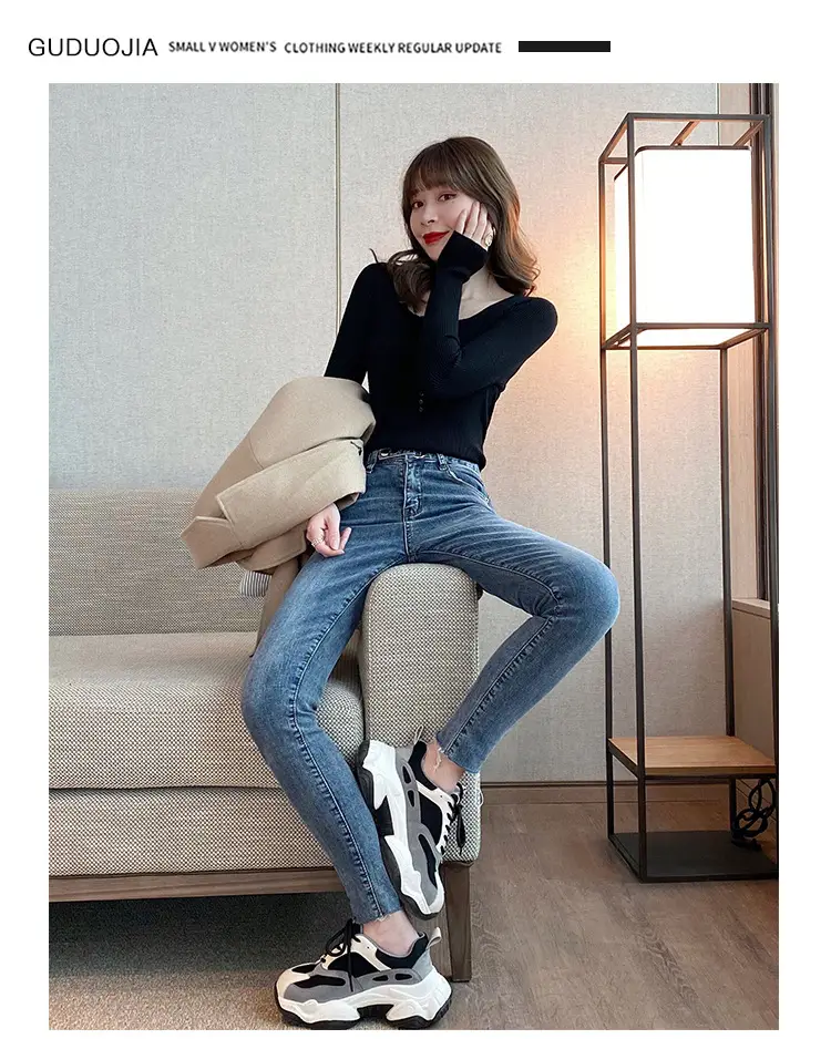 Women V-Neck Knitted Sweater 2023 Autumn Slim Fit — feature 14