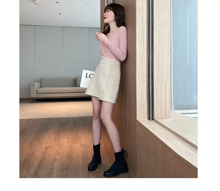Women V-Neck Knitted Sweater 2023 Autumn Slim Fit — feature 41