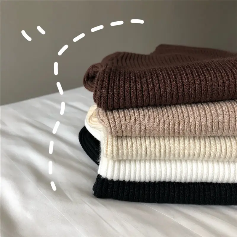 Black Slim Fit High Collar Long Sleeve Top for Women — feature 8