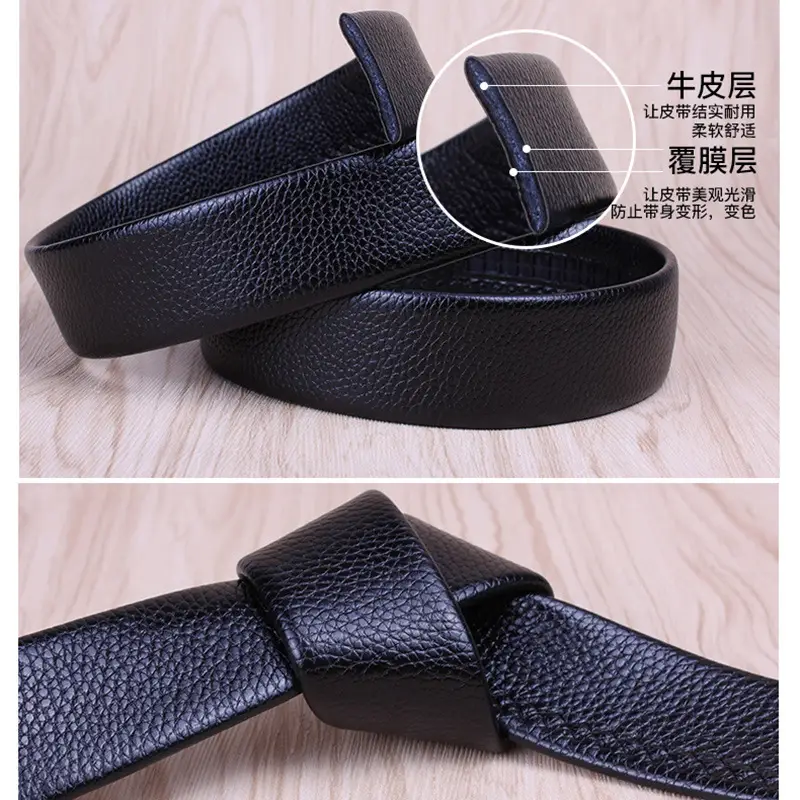 Men's Black Leather Belt with Automatic Buckle - Image 37