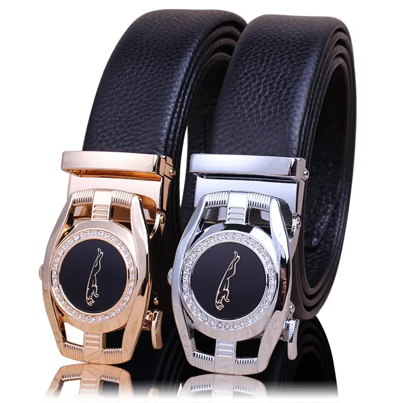 Men's Black Leather Belt with Automatic Buckle - Image 38