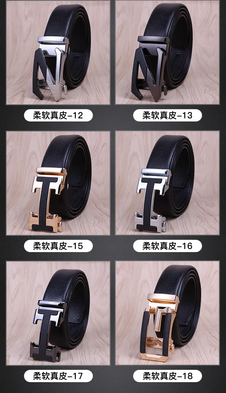 Men's Black Leather Belt with Automatic Buckle β feature 7