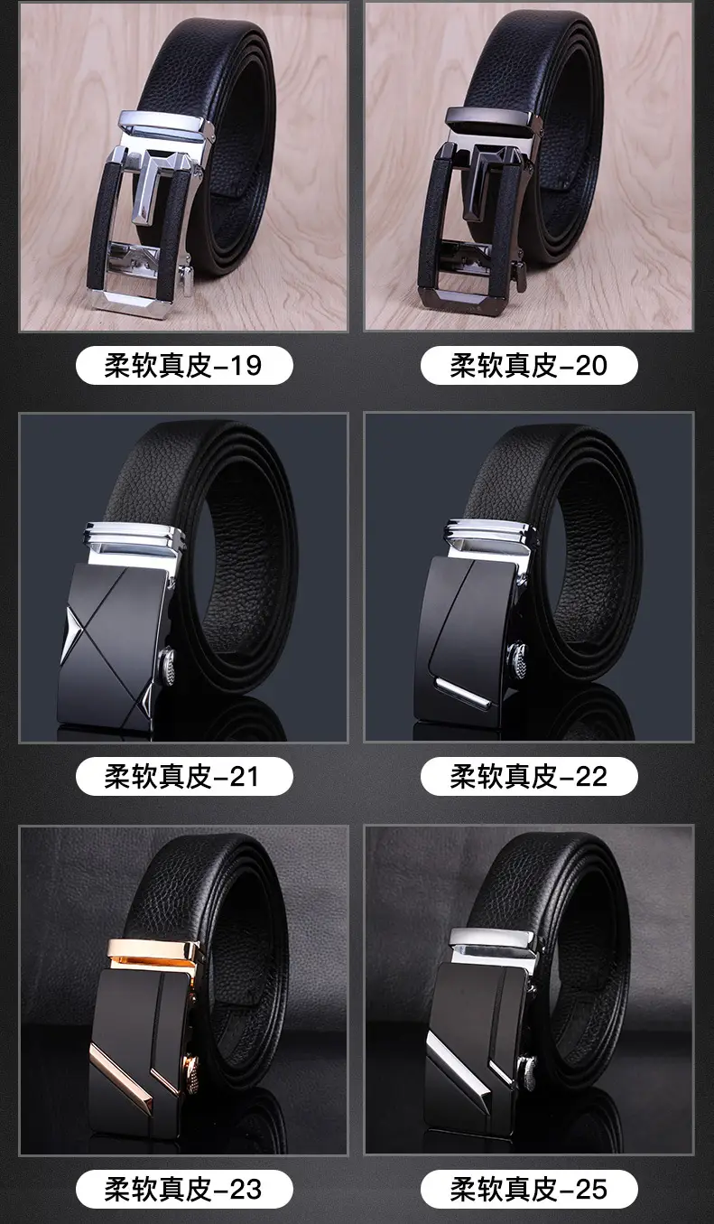 Men's Black Leather Belt with Automatic Buckle β feature 8
