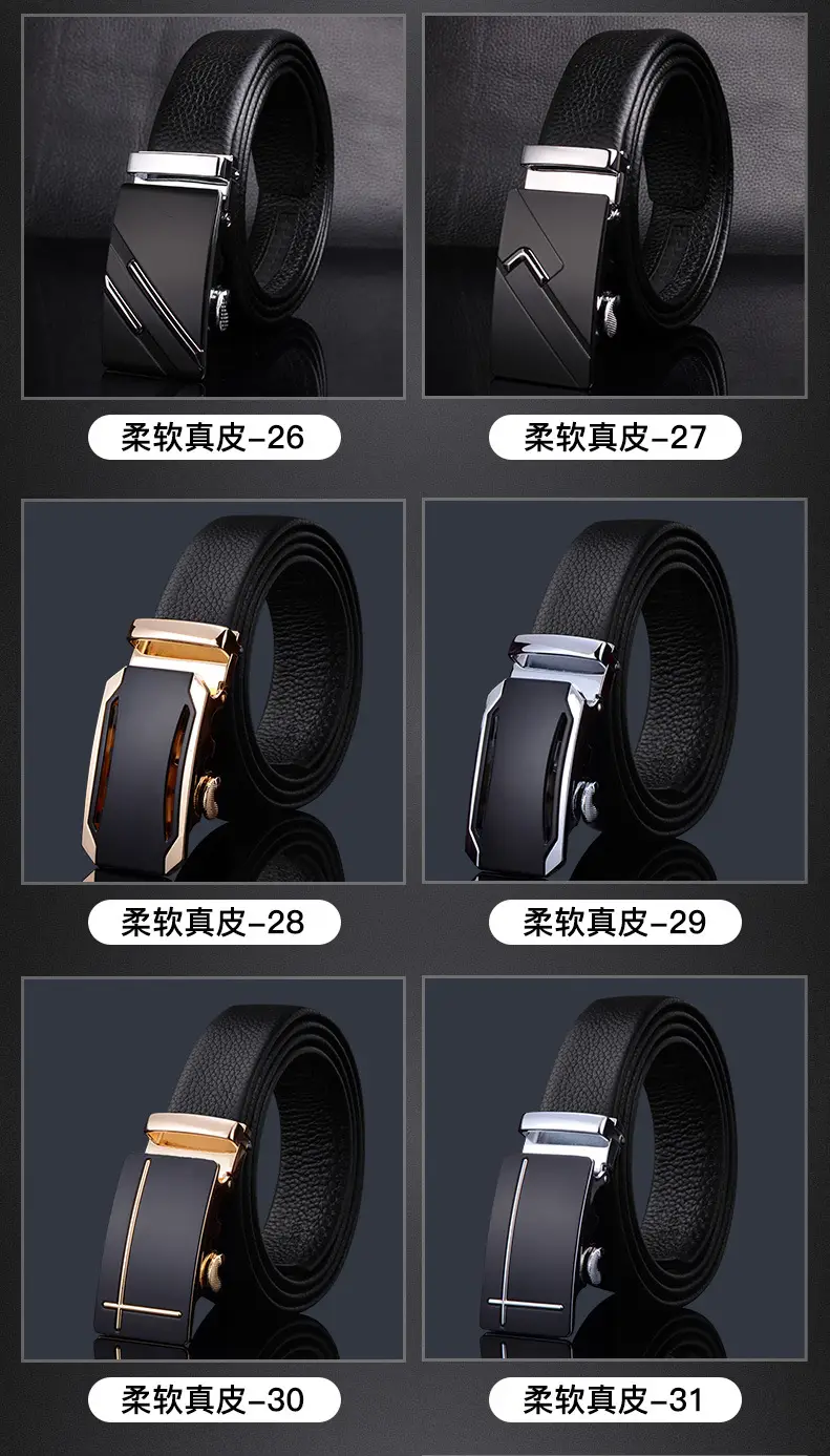 Men's Black Leather Belt with Automatic Buckle β feature 9