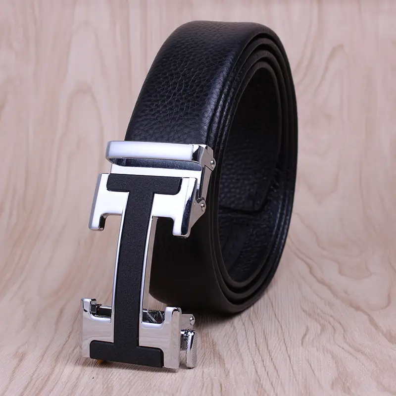 Men's Black Leather Belt with Automatic Buckle - Image 10