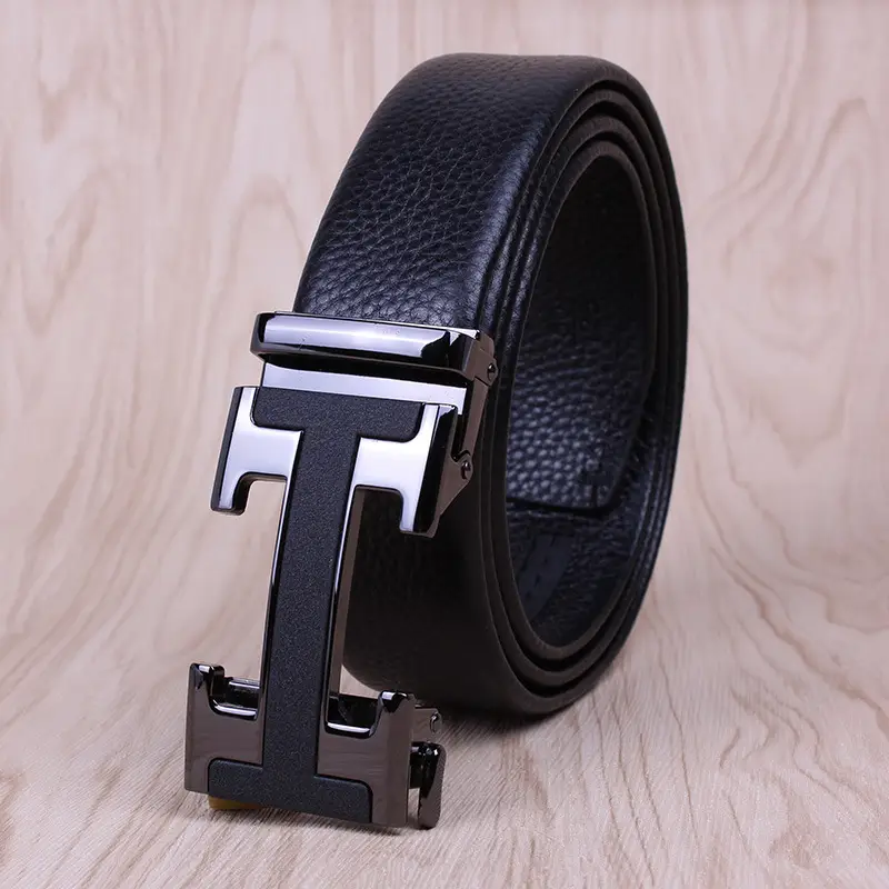 Men's Black Leather Belt with Automatic Buckle - Image 11