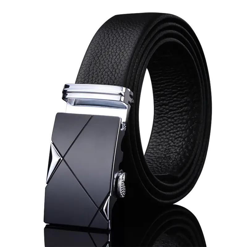 Men's Black Leather Belt with Automatic Buckle - Image 12