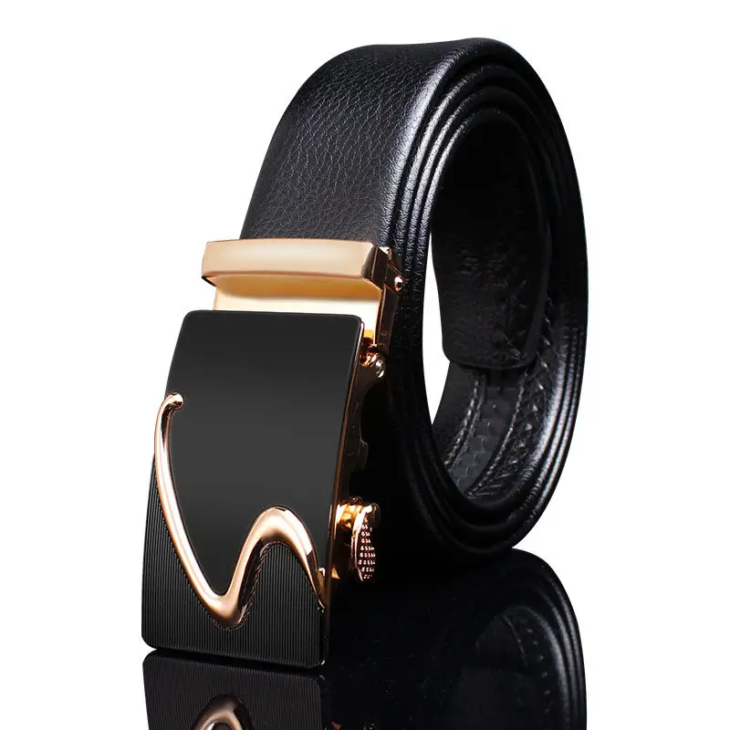 Men's Black Leather Belt with Automatic Buckle - Image 13
