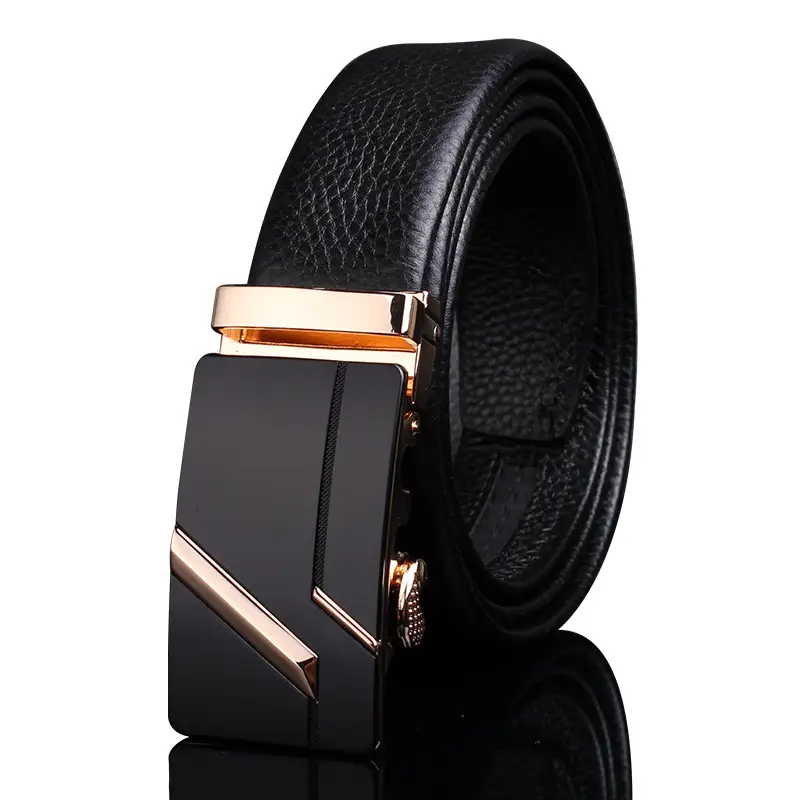 Men's Black Leather Belt with Automatic Buckle - Image 14