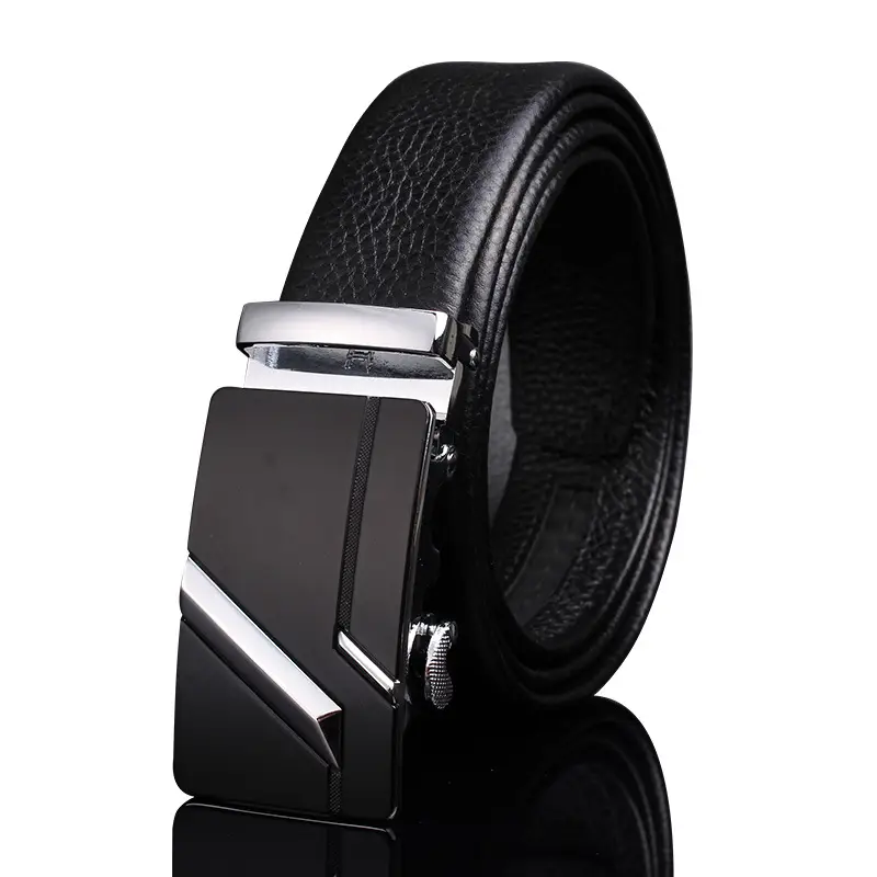 Men's Black Leather Belt with Automatic Buckle - Image 15