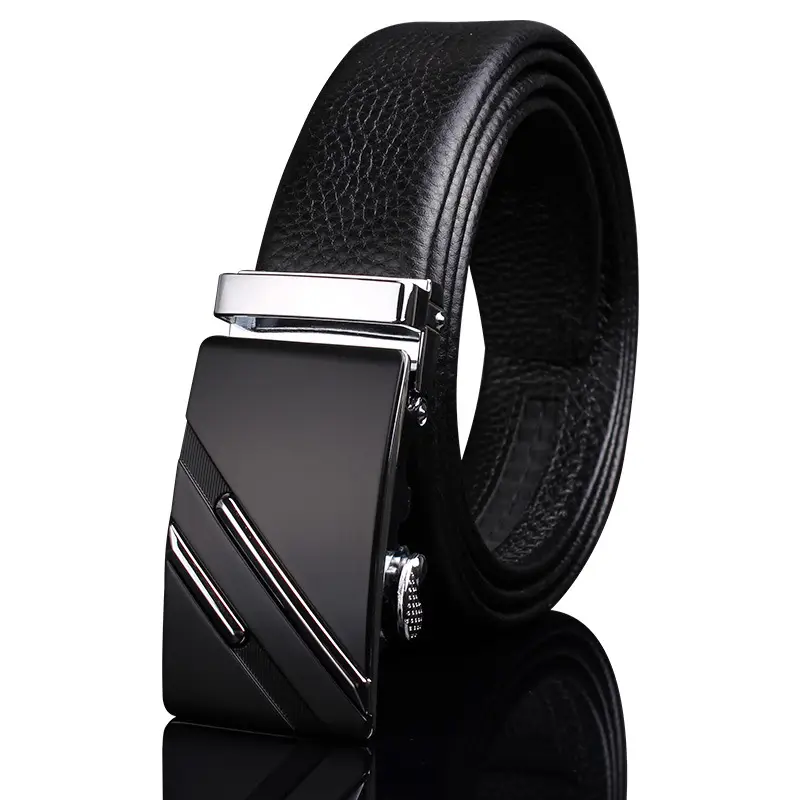 Men's Black Leather Belt with Automatic Buckle - Image 16