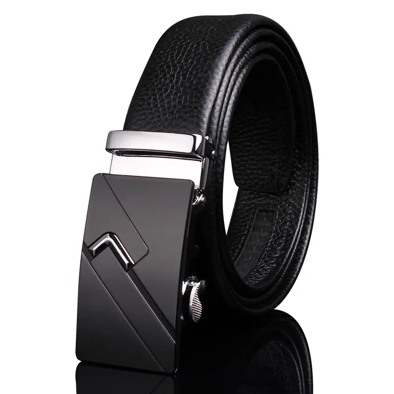 Men's Black Leather Belt with Automatic Buckle - Image 17