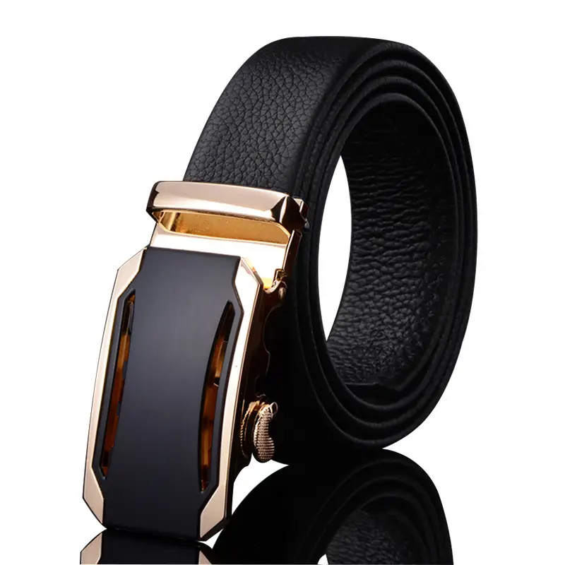 Men's Black Leather Belt with Automatic Buckle - Image 18