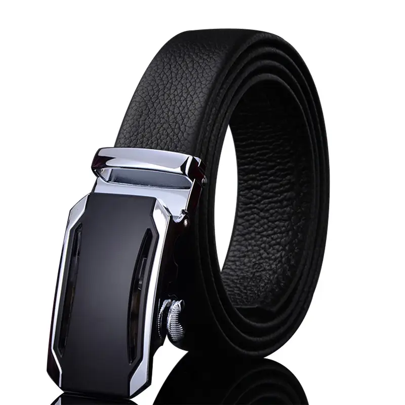 Men's Black Leather Belt with Automatic Buckle - Image 19