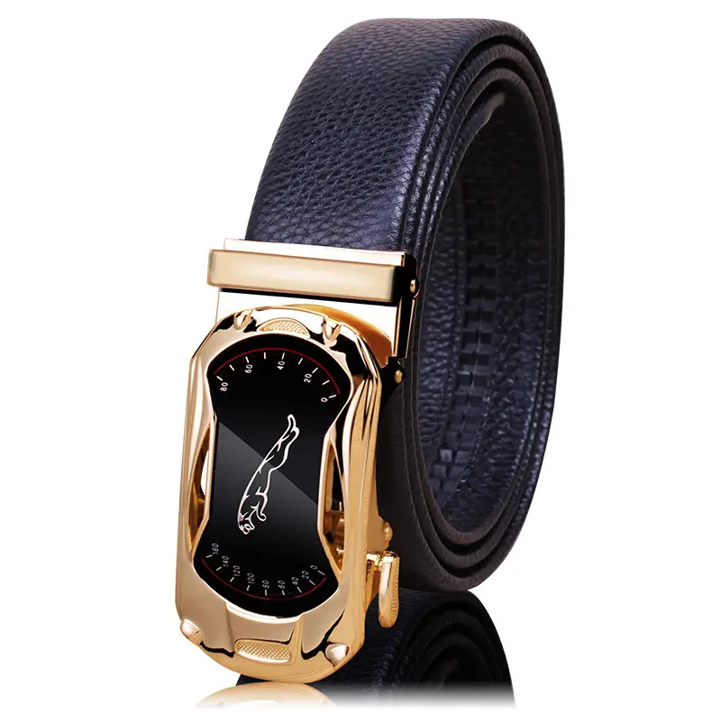 Men's Black Leather Belt with Automatic Buckle - Image 2