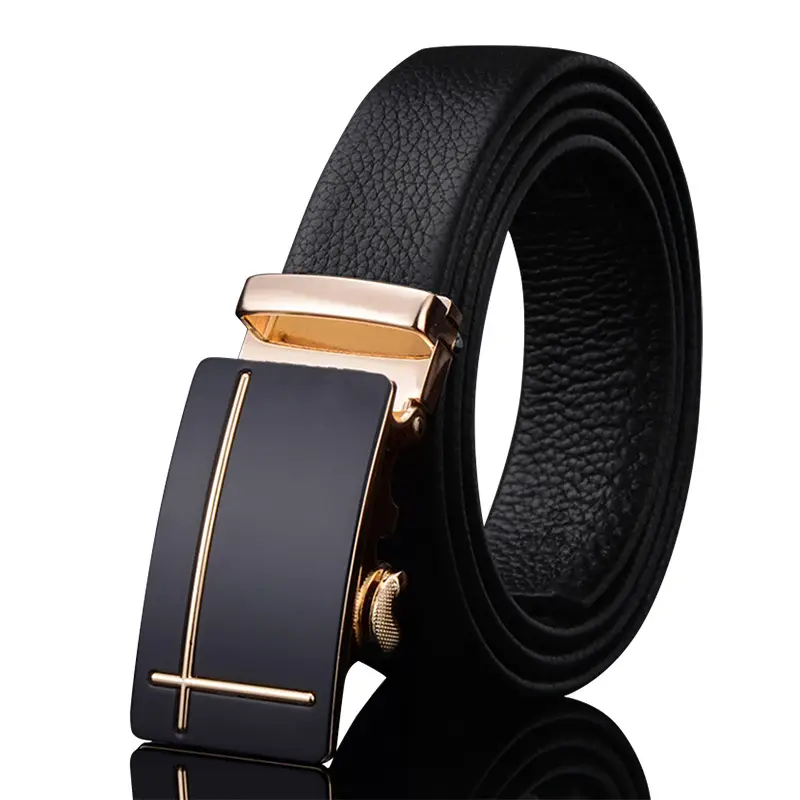 Men's Black Leather Belt with Automatic Buckle - Image 20
