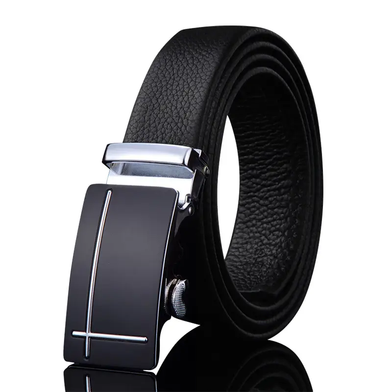 Men's Black Leather Belt with Automatic Buckle - Image 21