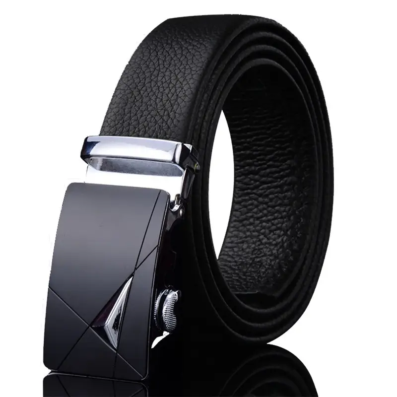 Men's Black Leather Belt with Automatic Buckle - Image 22