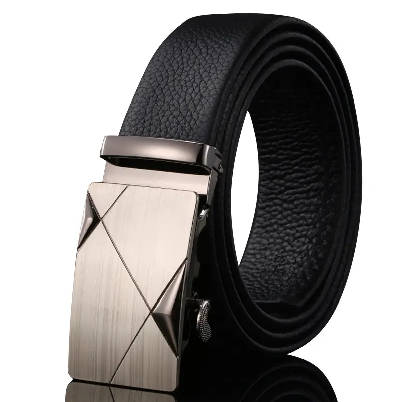 Men's Black Leather Belt with Automatic Buckle - Image 23