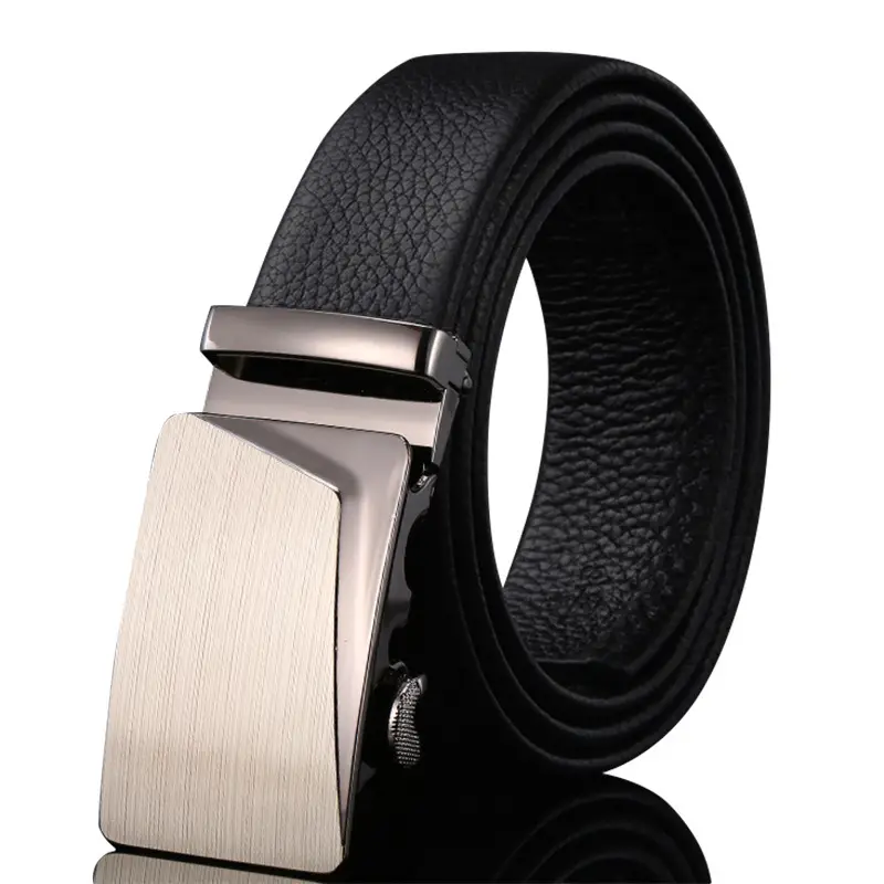 Men's Black Leather Belt with Automatic Buckle - Image 24