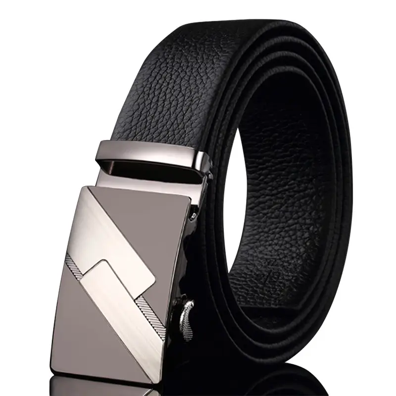Men's Black Leather Belt with Automatic Buckle - Image 25