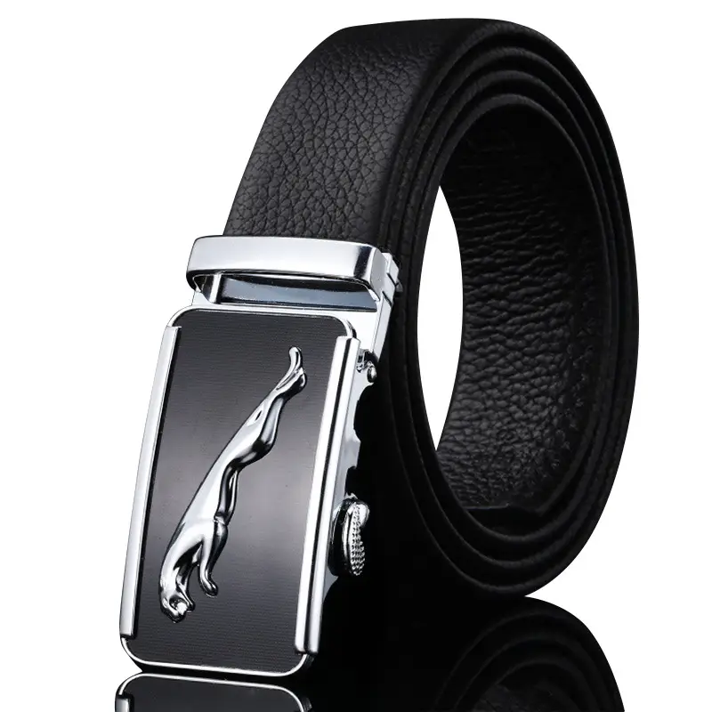 Men's Black Leather Belt with Automatic Buckle - Image 29
