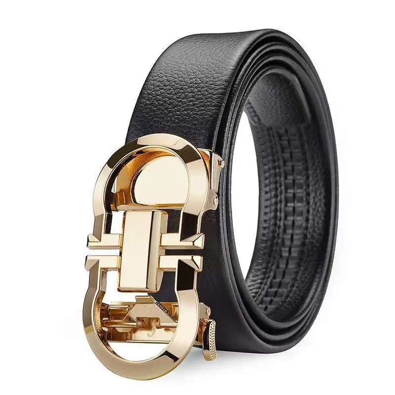 Men's Black Leather Belt with Automatic Buckle - Image 30