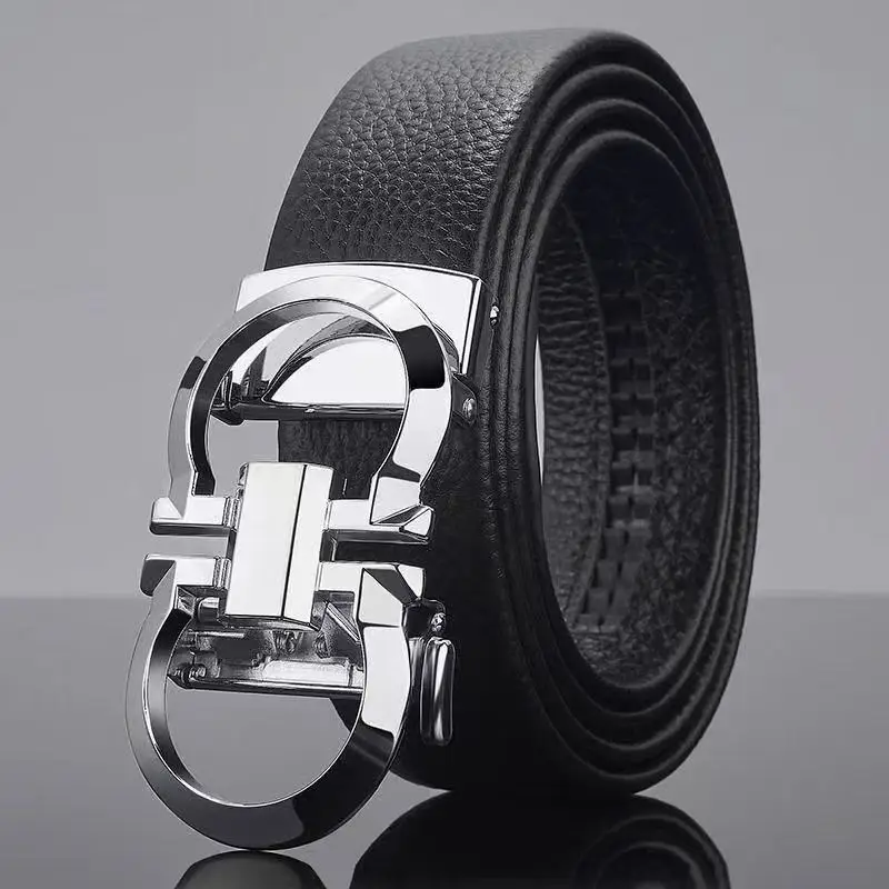 Men's Black Leather Belt with Automatic Buckle - Image 32