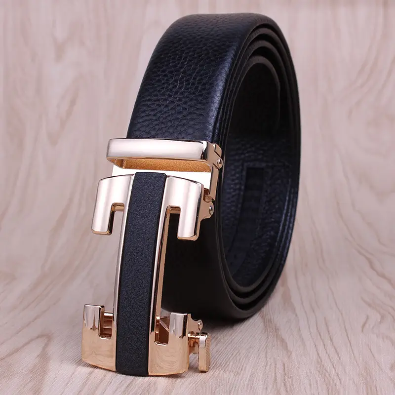 Men's Black Leather Belt with Automatic Buckle - Image 6