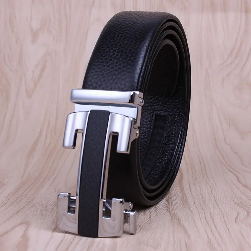 Men's Black Leather Belt with Automatic Buckle - Image 7