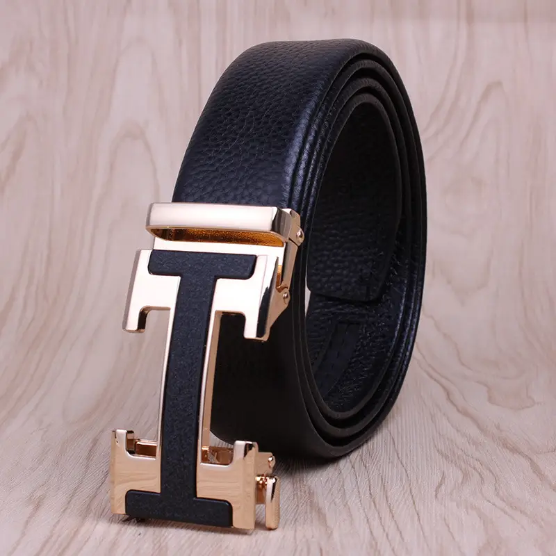 Men's Black Leather Belt with Automatic Buckle - Image 9
