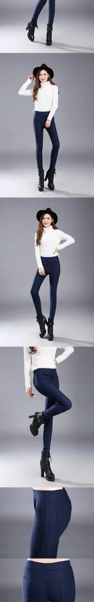 Women White Fleece Leggings Winter Warm Tight Stretch — feature 5
