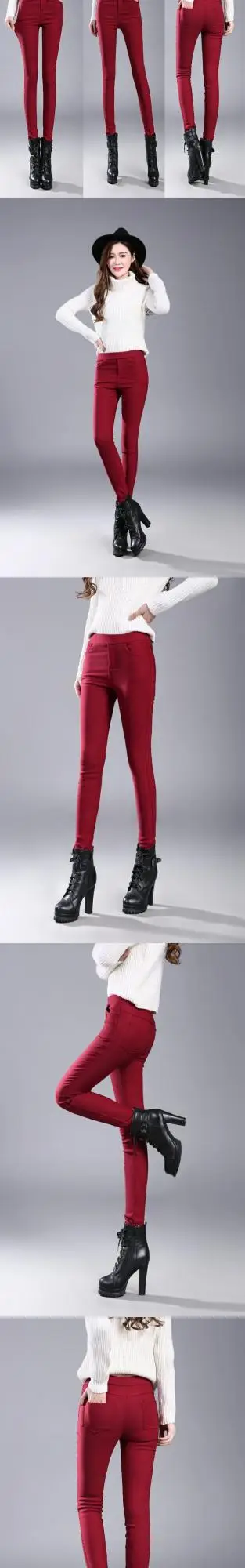Women White Fleece Leggings Winter Warm Tight Stretch — feature 7