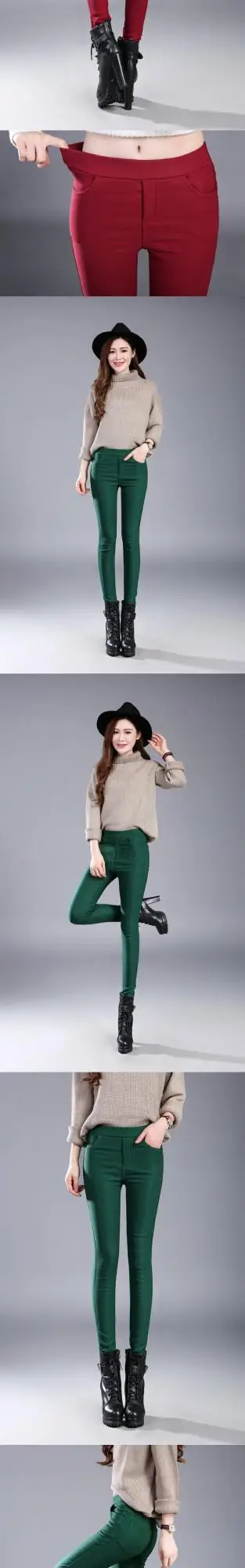Women White Fleece Leggings Winter Warm Tight Stretch — feature 8