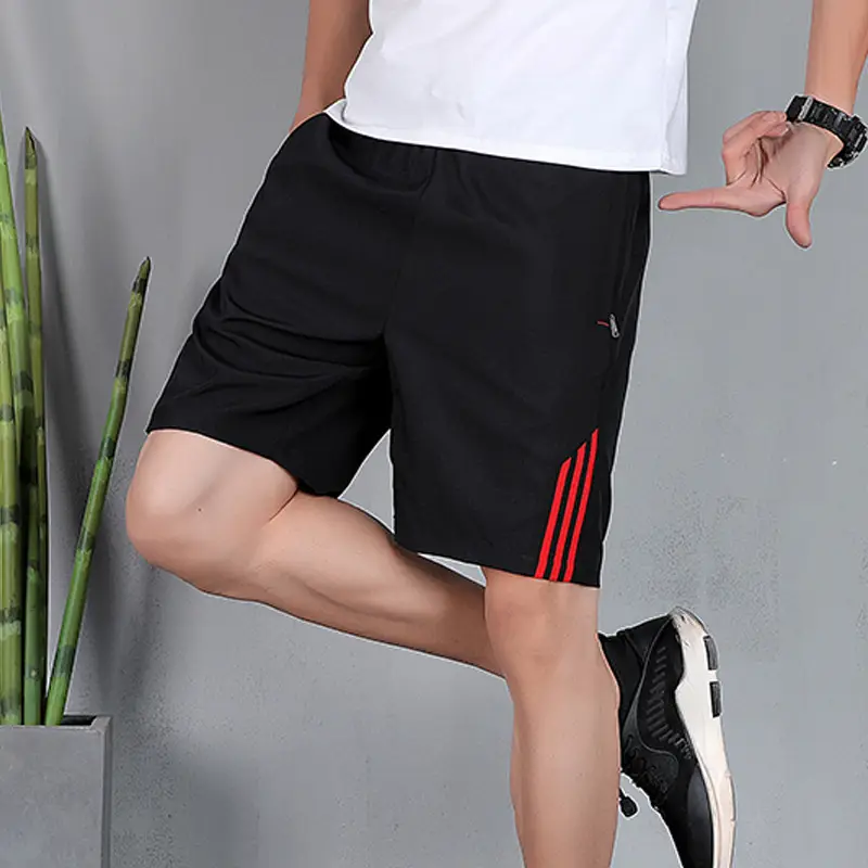 Men Black Three Bar Stretch Shorts Quick Dry Casual - Image 6