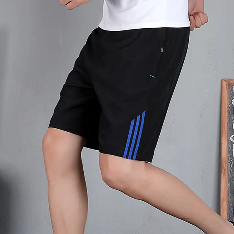 Men Black Three Bar Stretch Shorts Quick Dry Casual - Image 7